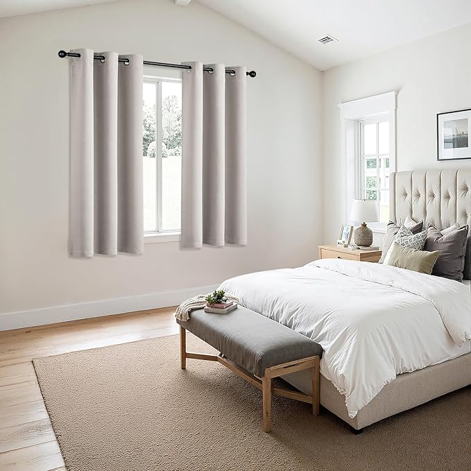 MIULEE Stone Blackout Curtains for Bedroom Living Room 63 Inches Long 2 Panels, Thermal Insulated Room Darkening Drapes Solid Grommet Noise Reduction Light Blocking Window Treatments 40x63 Inch