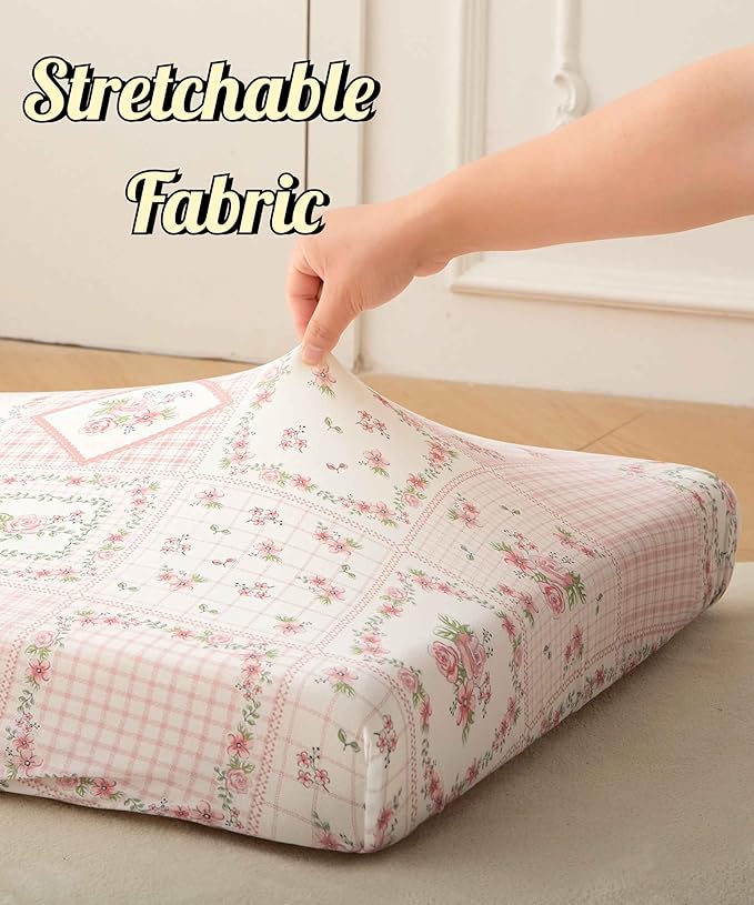SDY Jersey FloralCrib Sheets for Baby Girls,52”x28”x8,2 Pack,Pink Flower Standard Oval/Retangle Crib Mattress Sheets for Toddler,Super Soft Breathable