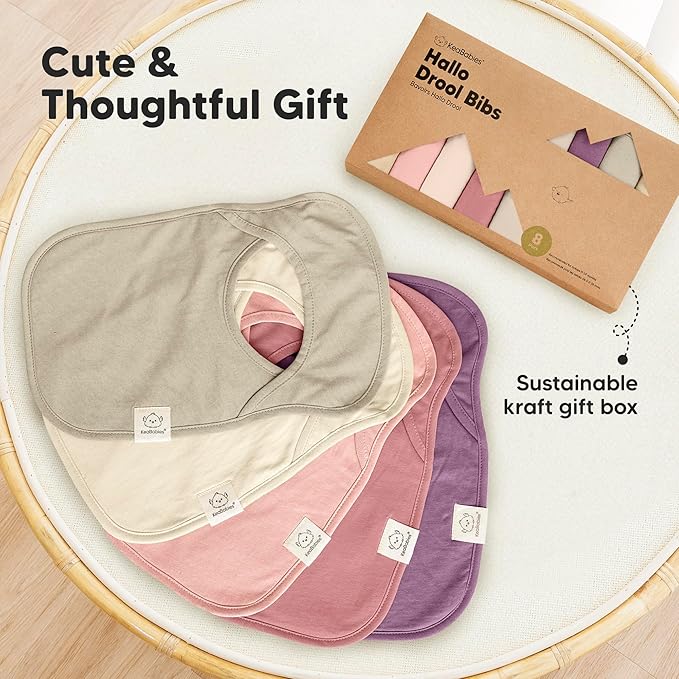 KeaBabies 8-Pack Baby Bibs for Boys, Girls - Pullover Bibs for Drooling Teething Baby Girl & Boy Toddler, Newborn, Soft & Absorbent, Cute Colors, Large Torso Coverage Keep Infant Clean & Dry (Dahlia)