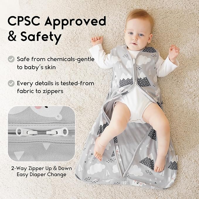Yoofoss Baby Sleep Sack 18-24 Months 0.5 Tog Wearable Blanket for Baby, 3 Pack 100% Organic Cotton Infant Toddler Sleeping Sack 2-Way Zipper Lightweight Sleep Sack