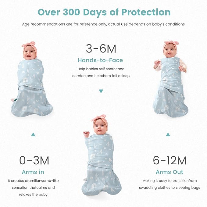 LILBESTIE Baby Swaddle Sleep Sack, 1.0 Tog New-Parent-Friendly Swaddle for Newborns & infant 3-6 Months Baby Wearable Blanket Reduce Startle Reflex, Newborn Boys Girls Registry Essentials