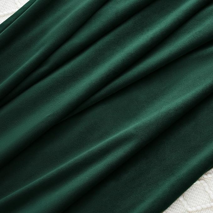 Topfinel Dark Green Velvet 84 Inches Curtains 2 Panels Modern Boho Luxury Room Darkening Thermal Insulated Grommet Drapes for Living Room Bedroom Christmas Green Winter Season Holiday Decor W52 x L84