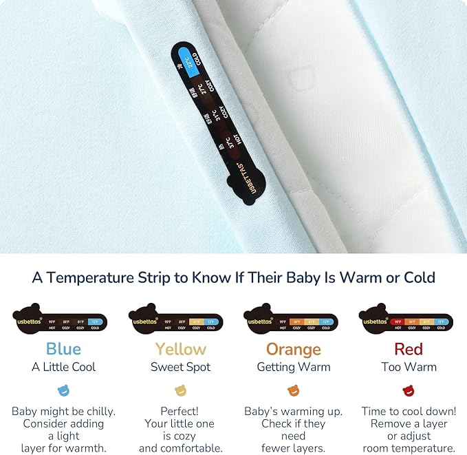 usbettas 1.0 Tog 2.5 Tog Baby Sleep Sack, 100% Cotton Baby Sleeping Bag 3-24M, 2-Way Zipper Baby Wearable Blanket