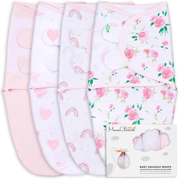 Mama Cheetah Baby Swaddle Sack, Organic Swaddling Blanket, Newborn Swaddle Sleep Sacks, Adjustable Infant Swaddle Wrap, Easy Swaddles for Boy Girl 0-3 Month