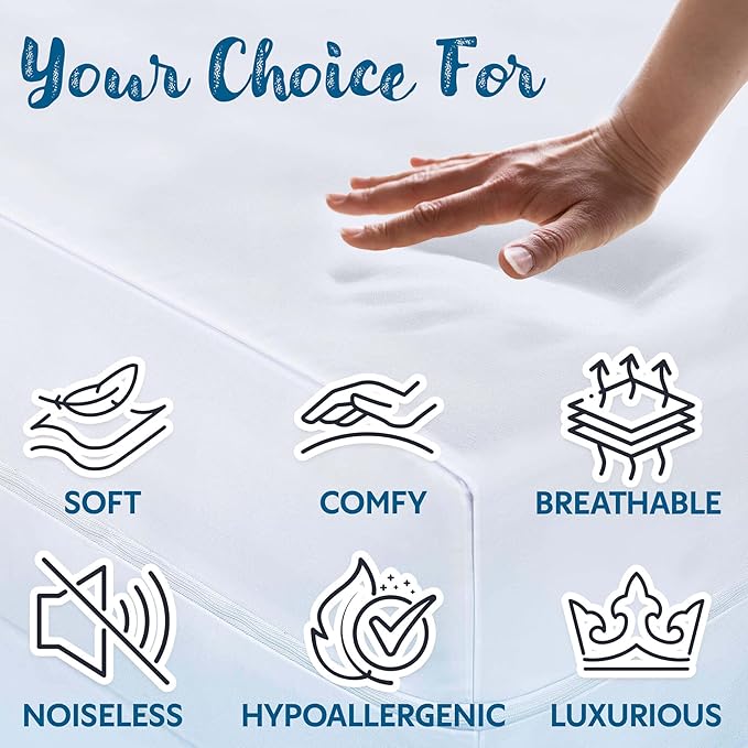 Guardmax Jersey Knitted RV Size Mattress Protector - Waterproof & Dust Mite Proof Mattress Cover with Stretchable Pockets - Soft, Comfortable, & Noiseless Waterproof Fitted Sheet.(48 x 75 X 13)