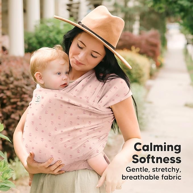 KeaBabies Baby Wrap Carrier - All in 1 Original Baby Carrier Newborn to Toddler Sling, Easy to Wear, Hands Free Bonding, Lightweight, Breathable Infant Wraps (Pink Daisies)