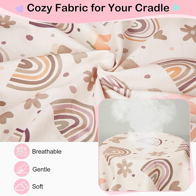 FIOBEE Baby Bassinet Sheets for Girls Boys 2 Pack Waterproof Bassinet Mattress Elastic Fitted Crib Sheets Universal Fit for Hourglass Oval and Rectangle Bassinet Sheet, Light Mocha