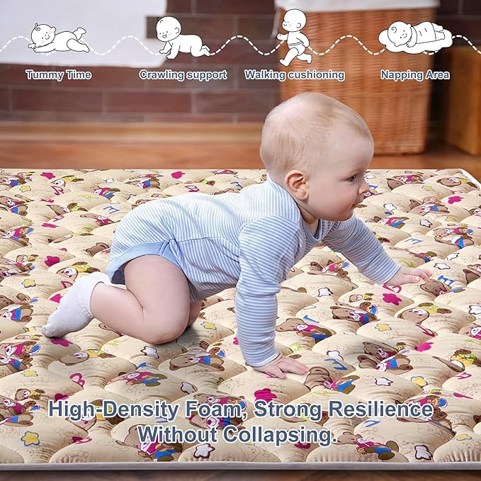 Baby Play Mat - 71" X 59",Premium Thicker Foam Machine Washable, Extra Large Anti-Slip Soft Cushioning Foam Playmats for Babies and Toddlers, Foldable Baby Crawling Mat for Playpen