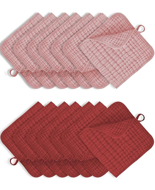TRYISDICDVC 14Pack Muslin Baby Burp Cloths 100% Cotton 20"X10" Soft Absorbent Quick Drying Newborn Drool Baby Face Washcloths