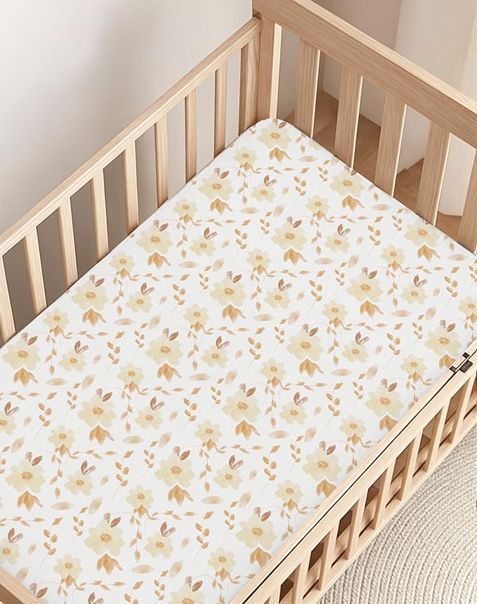Crib Sheets for Boys and Girls, 2 Pack Fitted Baby Sheets for Standard Toddler Mattress 28" x 52", Soft Breathable Jersey Knit Baby Bedding (Rosy Days)