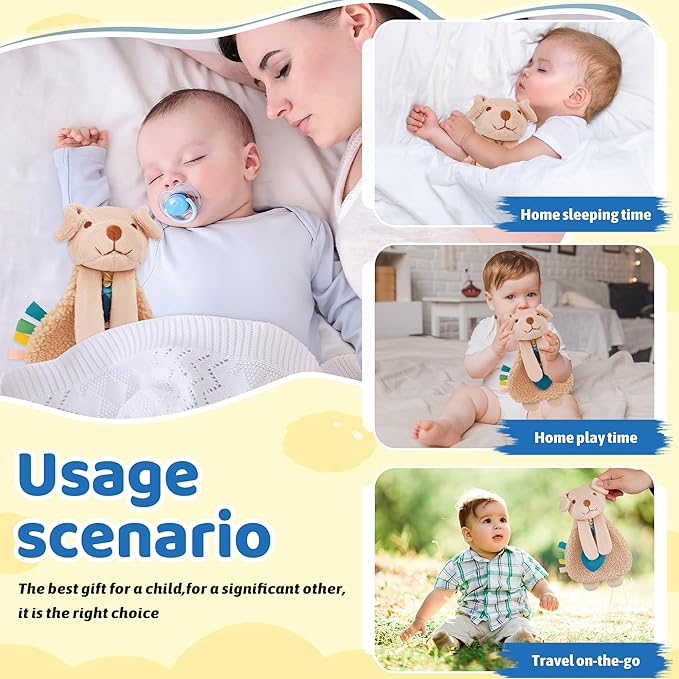 Pro Goleem Dog Loveys for Babies Girl and Boy, Baby Lovey with Teether, Baby Toys 0 3 6 9 12 Months, Safety Teething Toys for Babies Infant Newborn and Toddler Baby Gifts