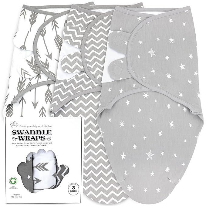Preemie Swaddles 4-7 lbs - 3-Pack Premature Babies Swaddle Sleep Sack - Organic Cotton - Premature Infant Sleeping Sack - Easy Adjustable Baby Swaddle Blanket Wrap (Galaxy)