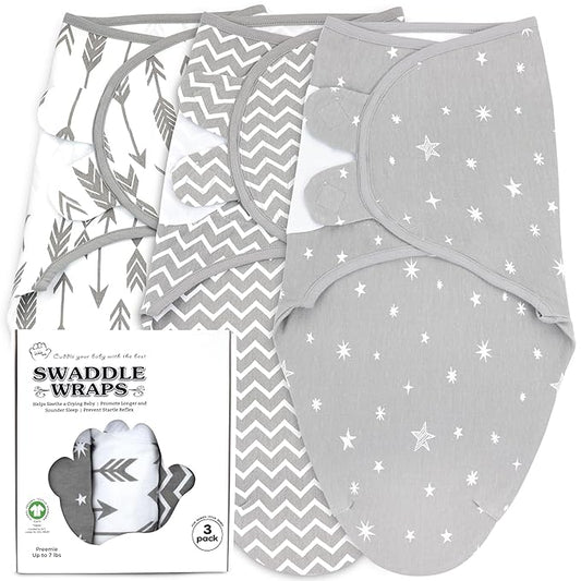 Preemie Swaddles 4-7 lbs - 3-Pack Premature Babies Swaddle Sleep Sack - Organic Cotton - Premature Infant Sleeping Sack - Easy Adjustable Baby Swaddle Blanket Wrap (Galaxy)