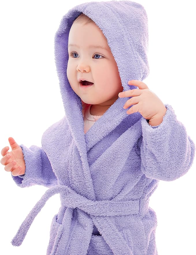 BAGNO MILANO Kids Organic Turkish Cotton Hooded Beach Cover-Up Towel, GOTS Certified, for Boys and Girls (Purple, 13-15 Years)