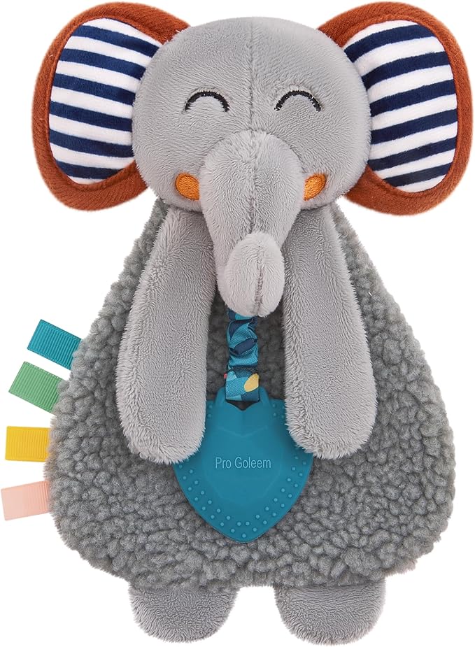 Pro Goleem Grey Elephant Loveys for Babies Girl and Boy, Baby Lovey with Teether, Baby Toys 0 3 6 9 12 Months, Safety Teething Toys for Babies Infant Newborn and Toddler Gifts