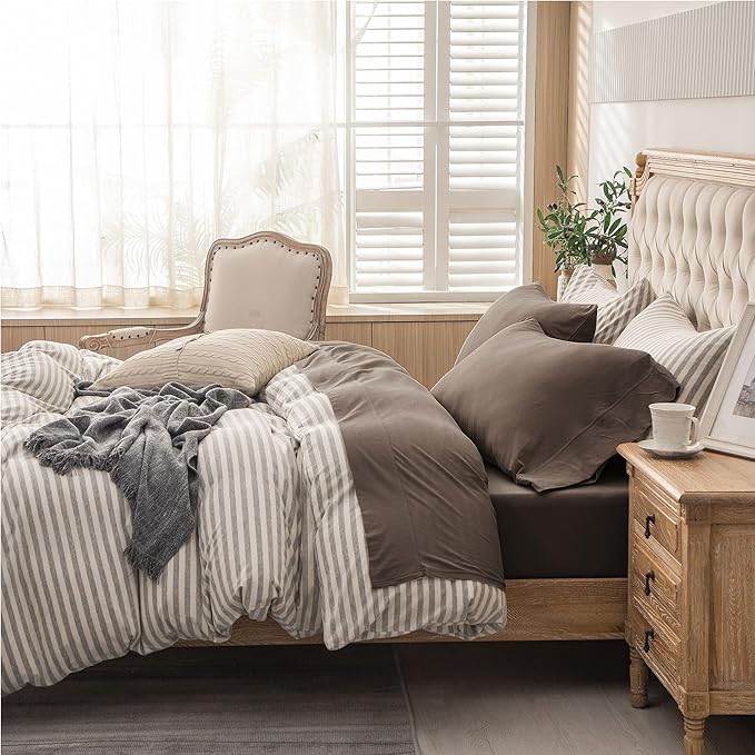 PURE ERA Jersey Knit 3pcs Bed Sheet Set 100% T-Shirt Cotton Super Soft Comfy Breathable Fits Mattress Up to 20" Extra Deep Pocket (Solid Brown, Twin XL)