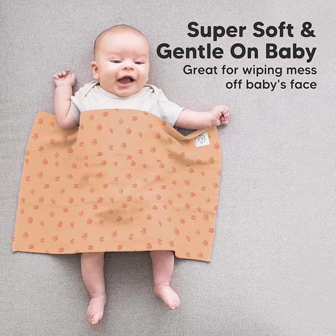 Organic Burp Cloths Baby Boy, Girl - 6-Pack Large 100% Cotton Burping Cloths for Babies, Spit Up Rags, Super Absorbent, Ultra Soft Newborn Rag, Gender Neutral, Machine Washable, Durable (Wilderness)