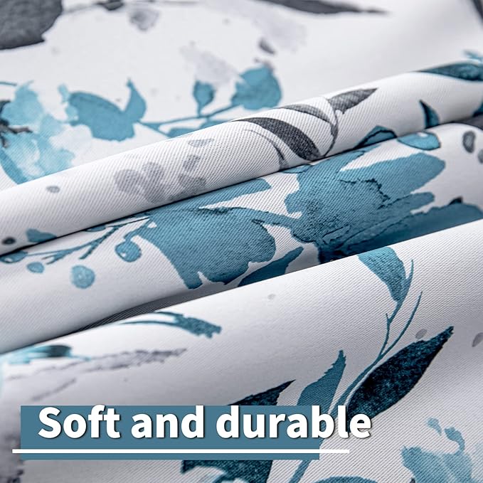 MYSKY HOME Floral Blackout Curtains 95 inches Long for Living Room Darkening Thermal Insulated Panels Light Blocking Grommet Vintage Classical Flower Curtains Drapes, 2 Panels, Turquoise