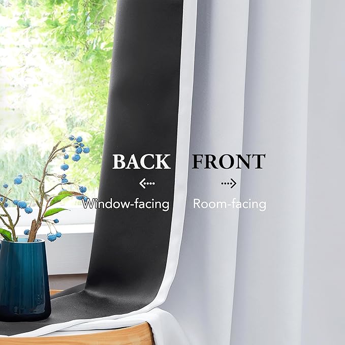 Beauoop 100% Blackout Curtains 84 Inches Long for Patio Sliding Door White Solid Extra Wide Room Darkening Thermal Insulated Room Divider Soundproof Grommet Window Treatment Drapes,100x84 Set of 1