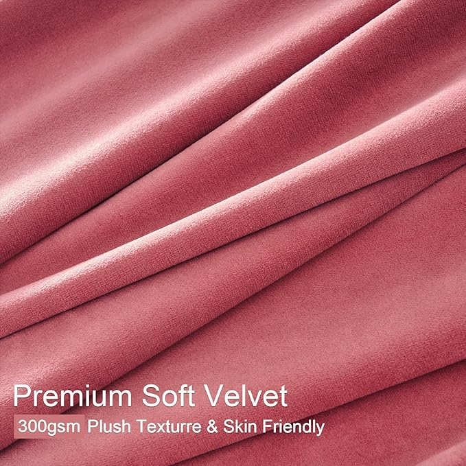 Topfinel 108 Inches Long Dusty Pink Velvet Blackout Curtains for Bedroom Large Window, Room Darkening Pastel Pink Acoustic Heavy Floor Length Grommet Boho Curtains for Living Room 2 Panels 9 FT