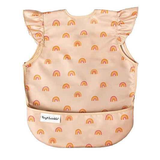 Tiny Twinkle Mess Proof Baby Bib for Girls | Waterproof Toddler Bib for Eating | Baby Apron for Feeding | Machine Washable | Perfect Shower Gift (Boho Rainbow, 2-4Y)