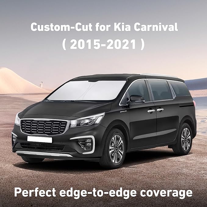 Econour Windshield Sunshade for Kia Carnival/Sedona 2015-2019 2020 2021, Sun Visor for Front Windshield & Window Sun Shade Cover, UV Heat Blocker & Protector, Car Accessories