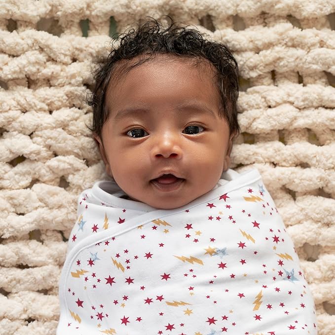 aden + anais Essentials Easy Swaddle Wrap Quick Change with Bottom Zipper, Snug Cotton Knit Baby Wrap Swaddle Blanket for Newborns, TOG 1.0, 3-Pack, Harry Potter, 0-3 Months, Small/Medium