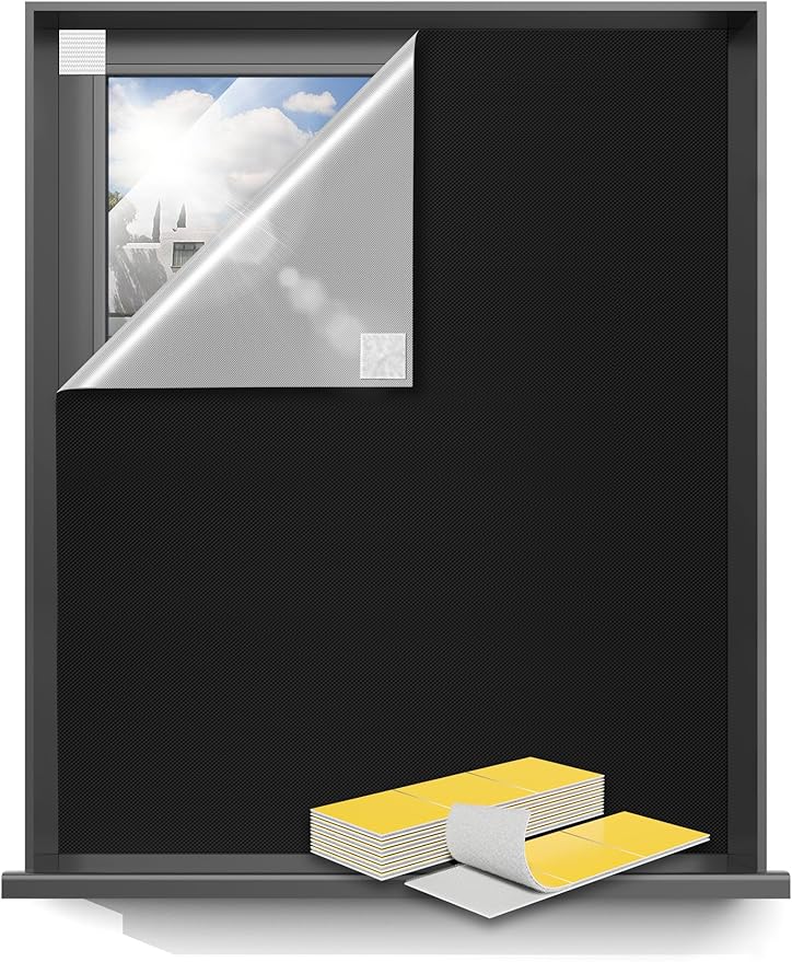 Sumobaby 75"x59" Portable Blackout Curtains, Blinds for Windows with Hook & Loop Tapes, 100% Blackout Window Shades, Window Curtains Easy to Cut Fit for Bedroom, Baby Room and TV Room (Black)