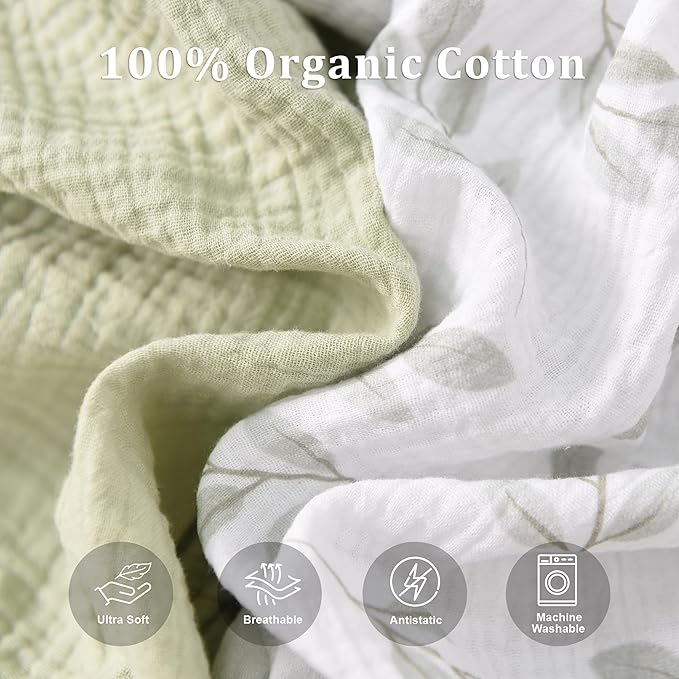 Organic Cotton Muslin Bassinet Sheets, 2 Pack – Soft, Breathable, Universal Fit for Oval, Rectangle & Hourglass Mattresses, Machine Washable, Neutral Colors for Baby Boys & Girls
