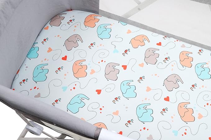 Onacosht Bassinet Sheets 3 Pack for Baby Boy, Soft Stretchy Universal Fitted Sheet Set for Oval Rectangle Hourglass Bassinet Mattress, Forest Fox Elephant Printing