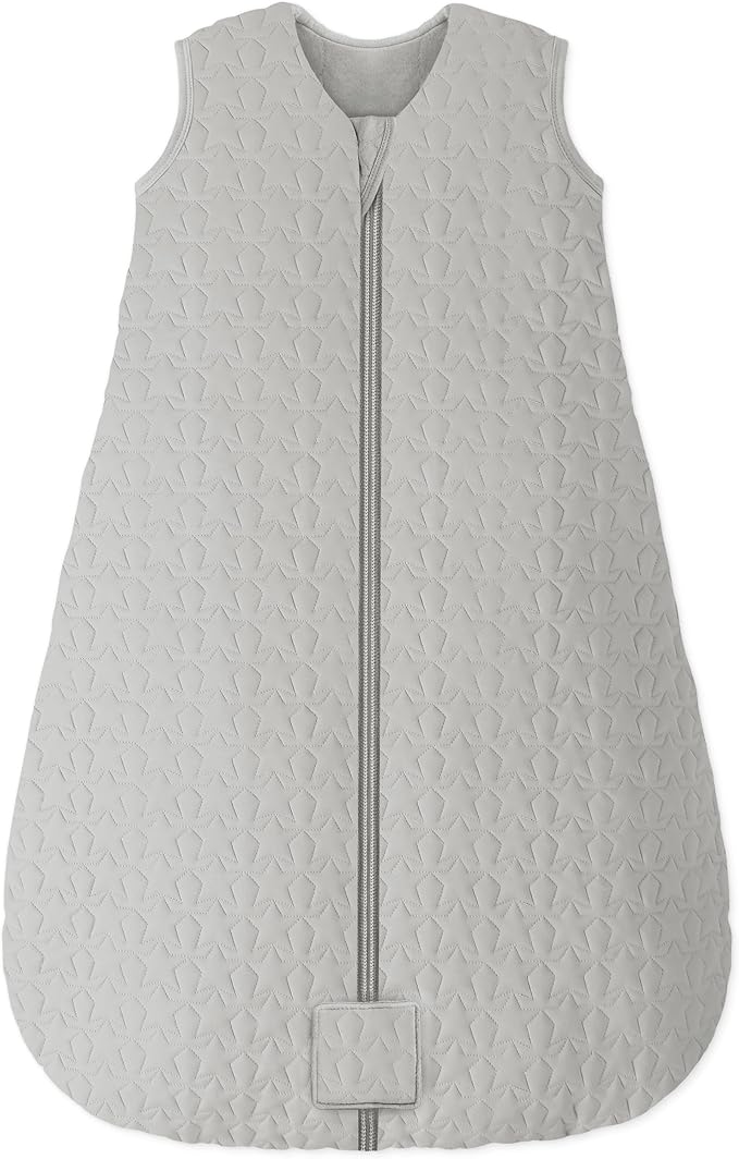 Unnivoll Baby Sleep Sack 6-12 Months TOG 2.5 Winter Baby Wearable Blanket, 100% Cotton Fabric Newborn Infant Sleeping Sack 2-Way Zipper Quilted Baby Sleep Bag, Warm Soft Grey