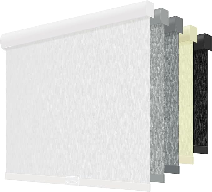 ChrisDowa Cordless Blackout Roller Shades for Windows, Striped Free-Stop Window Blinds with Privacy, Thermal Insulated Window Shades for Home, Office and Door. White, 67" W x 72" H