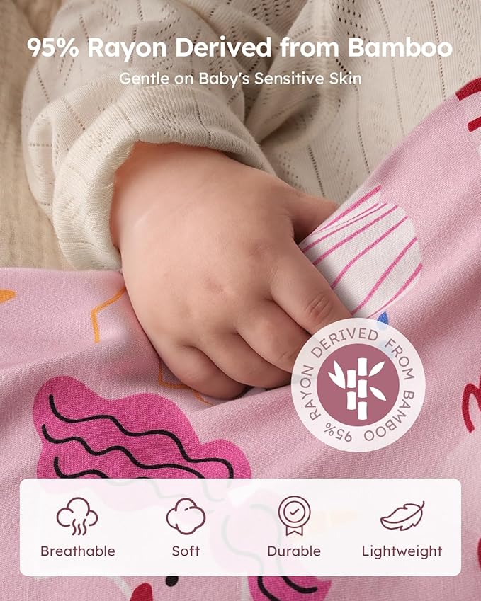 Yoofoss Rayon Made from Bamboo Baby Sleep Sack 0-6 Months 1.0 Tog Baby Wearable Blanket, Super Soft Infant Toddler Sleeping Sack 2-Way Zipper