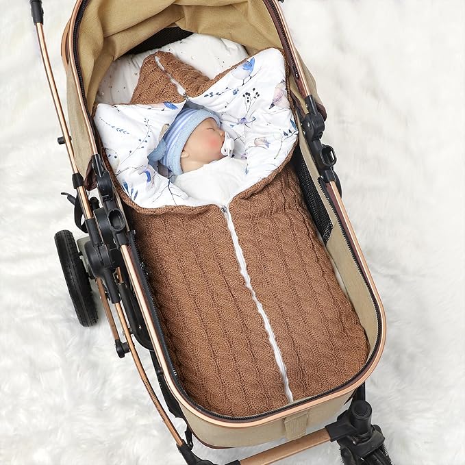 Yanmucy Baby Swaddle Blanket Multifunction Wrap Knitted Sleeping Bag Newborn Baby Receiving Blankets Stroller Wrap for 0-12 Months (Coffee)