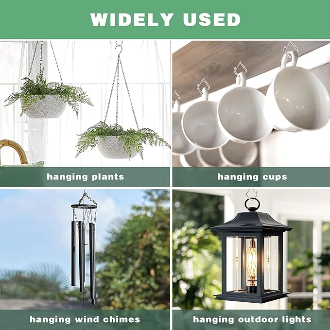 12 PCS Q-Hanger Hooks for String Lights, Ceiling Hangers for Plants & Wind Chimes, Christmas Decorations Outdoor Hooks Rose Gold