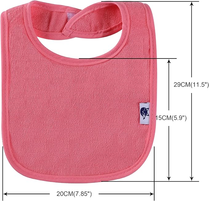 Nvatorfox 12 Pack Terry Drool Cotton Bibs, Unisex Baby Bibs with Fiber Filling Waterproof for Feeding, Teething, Drooling