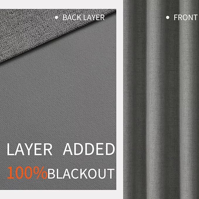 Joydeco Blackout Room Divider Curtains, Extra Wide Sliding Door Drapes Living Room Curtains, Dark Grey 1 Panel 70W x 108L Inch Patio Door Drapes