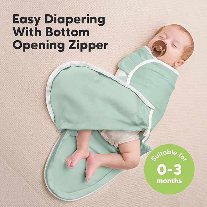 Baby Swaddle Sleep Sacks with Zipper - 3-Pack Swaddles for Newborns 0-3 Months, Infant, Baby Girls, Boys, Soft & Durable Newborn Sleep Sack, Easy Diaper Change Swaddling Blanket (Sage)