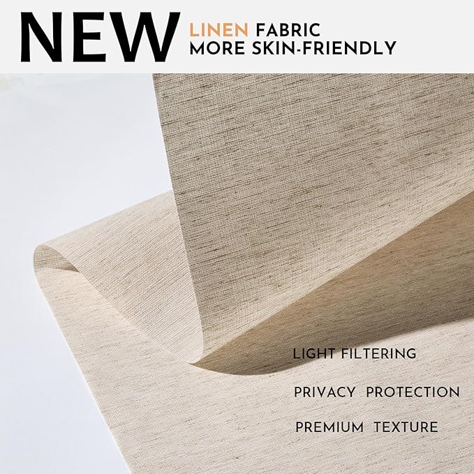 Persilux Light Filtering Roller Shades for Window Blinds,Cordless,Linen Fabric,Thermal Insulated Fabric UV Protection Shades for Home,Office,Bedroom,Door,Light Filtering-Beige,28" W X 72" H