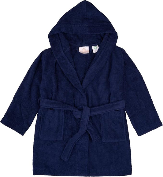 BAGNO MILANO Kids Organic Turkish Cotton Hooded Beach Cover-Up Towel, GOTS Certified, for Boys and Girls (Navy, 13-15 Years)
