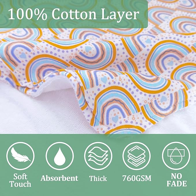 VOOVA & MOVAS Double-Layered Toddler Poncho Towel with Hood (2-4 Years, 20x21 Inches) | Ultra Soft & Absorbent Cotton | Thick Baby Bath Towel for Swimming, Beach, Shower & Winter,Rainbow
