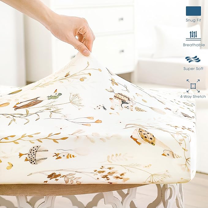 GRSSDER Ultra Soft Jersey Knit Crib Sheets 2 Pack, Stretchy Crib Mattress Sheet with Deep Pocket, Universal Fit Most Crib Pads Safe and Snug, Breathable Fitted Sheets for Baby, Duck