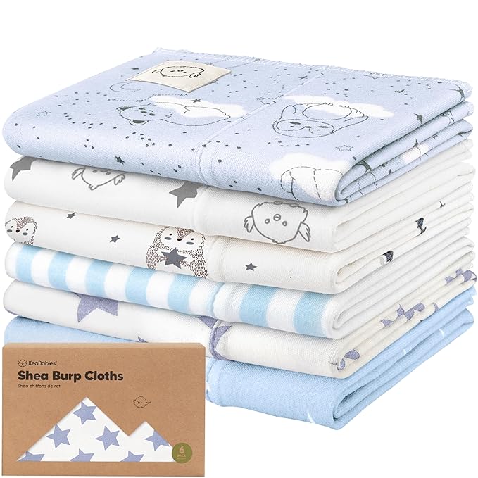 Organic Burp Cloths Baby Boy, Girl - 6-Pack Large 100% Cotton Burping Cloths for Babies, Spit Up Rags, Super Absorbent, Ultra Soft Newborn Rag,Gender Neutral,Machine Washable,Durable(Constellation)