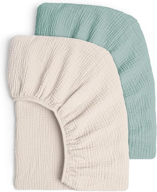 Lulu Moon Muslin Crib Sheets - Fitted Crib Mattress Sheets for Boys and Girl - 28"x 52", 2 Pack
