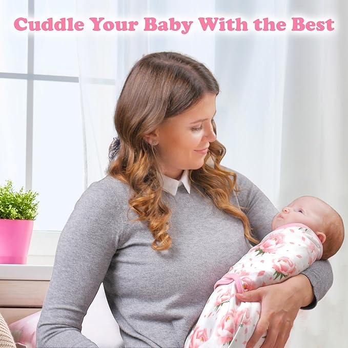 Bublo Baby Organic Preemie Swaddles 4-7 lbs - 3-Pack Premature Babies Swaddle Sleep Sack - Premature Infant Sleeping Sack - Easy Adjustable Baby Swaddle Blanket Wrap (Hearts-Flowers)