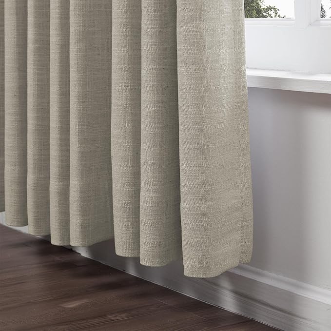ChadMade 96 Inches Long Natrual Linen Blackout Drapery Protect Privacy for Living Room Bedroom Child's Room Sliding Glass Door 50Wx96L, 1 Panel, Birch, Tallis Collection