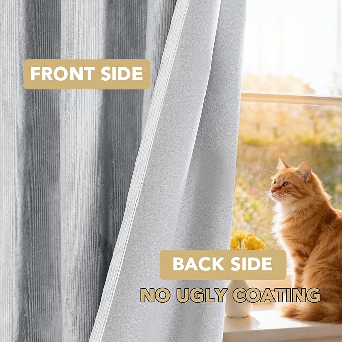 H.VERSAILTEX Velvet 100% Blackout Curtains for Living Room Full Light Blocking Curtains Thermal Insulated Room Window Drapes Soft Luxury Curtains Grommet Top 2 Panels (55" W x 63" L, Glacier Gray)