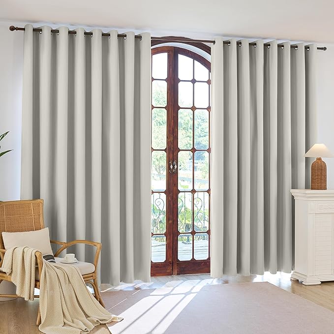 100% Blackout Curtains 108 Inch Length for Bedroom Living Room, Grommet Thermal Insulated Room Darkening Drapes, Light Blocking Window Treatment Decor, 2 Panels, 54x108, Silver Grey