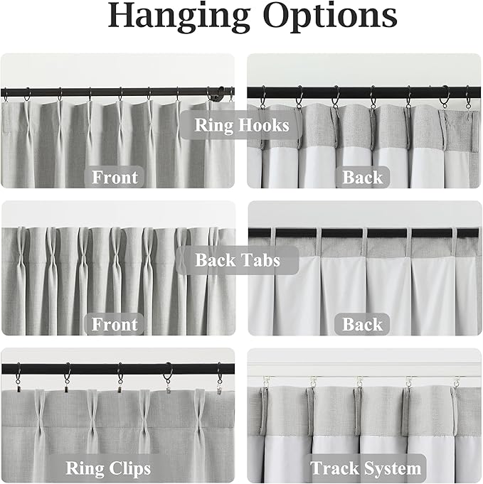 WEST LAKE Extra Long Pinch Pleated Full Blackout Curtain Panels 102 Inches Length,Light Grey Linen Blend French Pleat Drapes for Bedroom,Contemporary Window Treatment,40" Wx102 L(Pack of 2)
