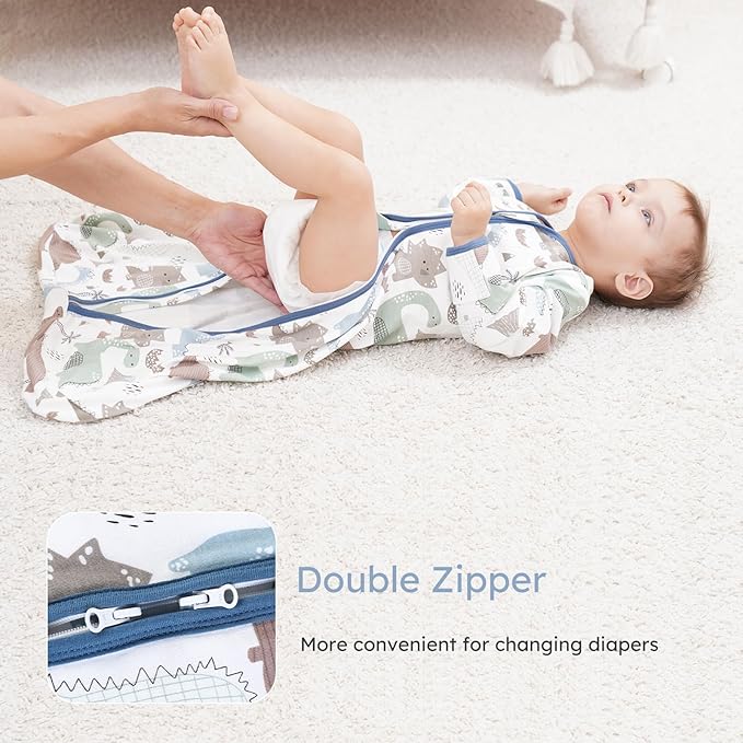 Yoofoss Baby Sleep Sack 6-12 Months Long Sleeve Wearable Blanket Baby 100% Cotton 2-Way Zipper 0.5 Tog Infants Sleeping Sack, Lightweight(Medium)